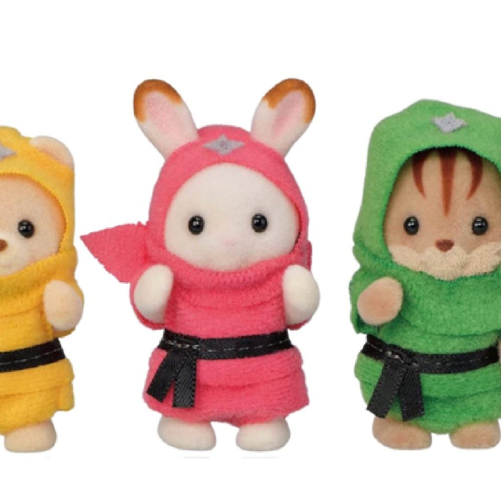 Calico Critters Baby NINJA Limited Edition 35th Anniversary Sylvania Set of 3 - Picture 2 of 8